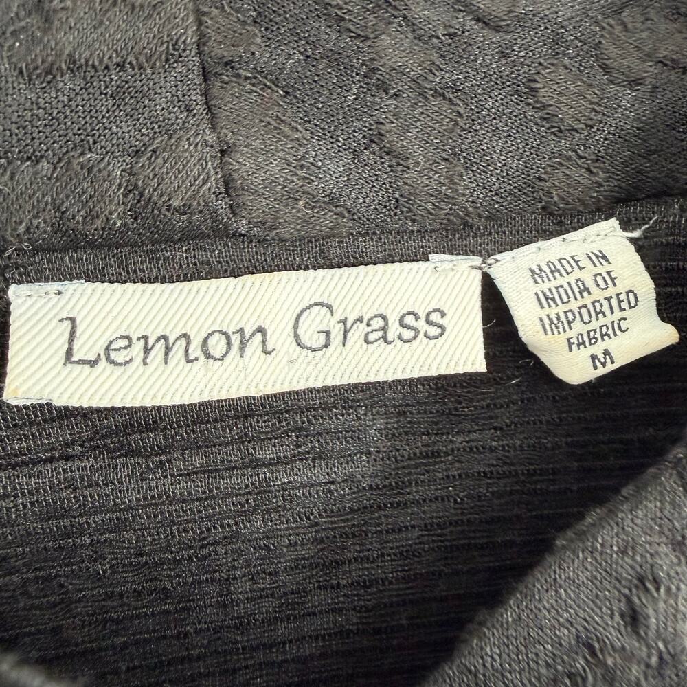 Lemon Grass Womens Medium Wearable Art to Wear Black Jacket Blouse Shirt Top - Picture 2 of 8